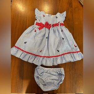 Rare Editions Blue and White Striped Dress